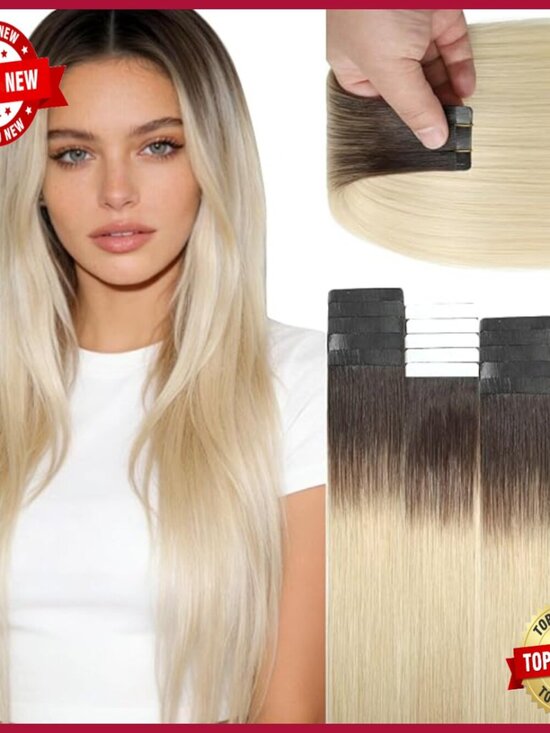 Human Hair Tape-In Extensions 18 Inch Seamless Weft 50g 20pc Set main image 6